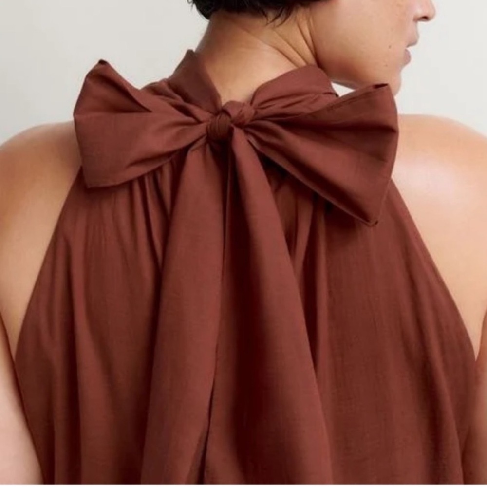 ME+EM Cotton Voile Halterneck Full-Length Dress - NWT - Cinnamon Size: 12 - Picture 13 of 15